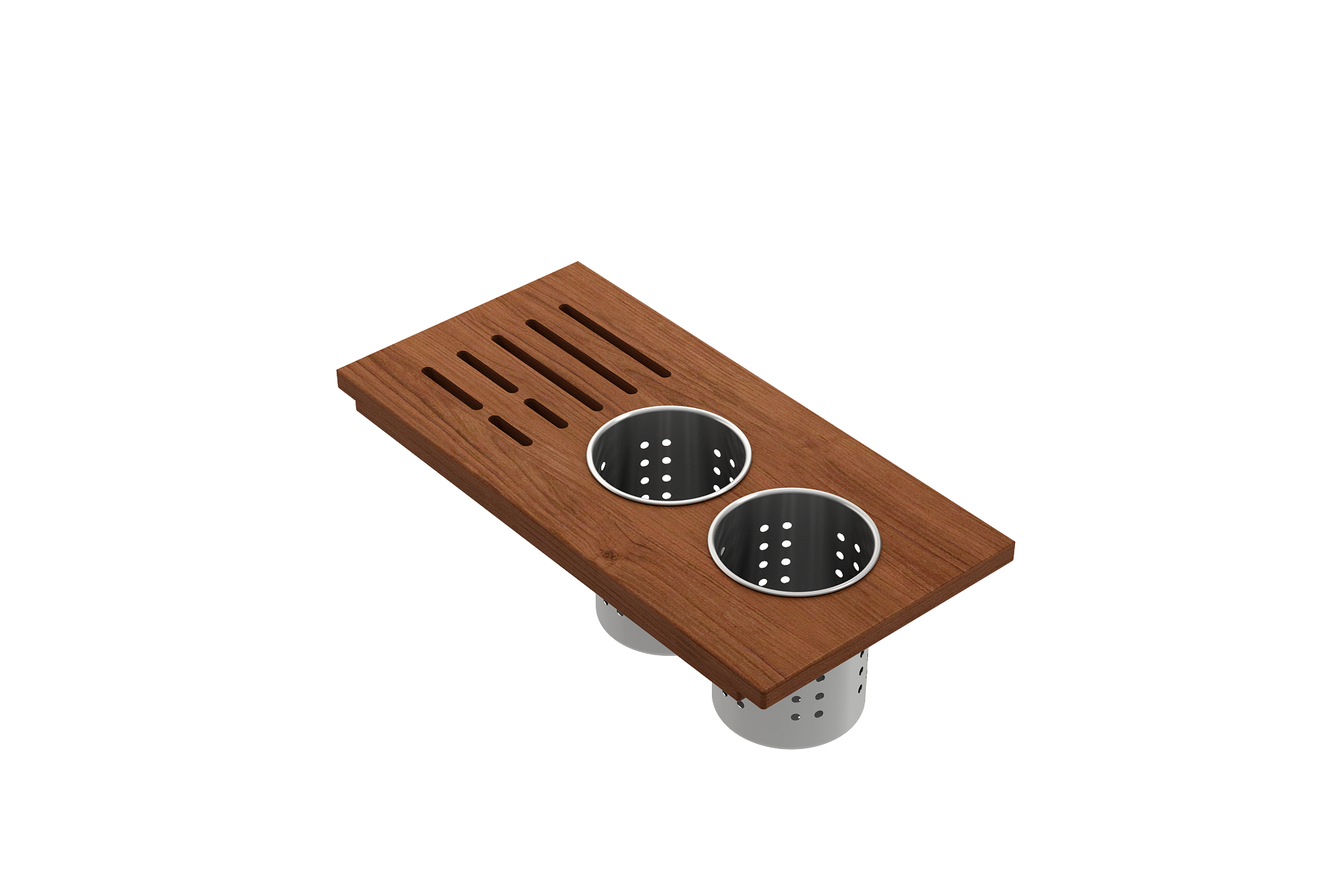 Wood Board with 2 Round Stainless Steel Bowls & Knife Holder F/1616, 1618, 1633 (inner ledge) 2320 0008