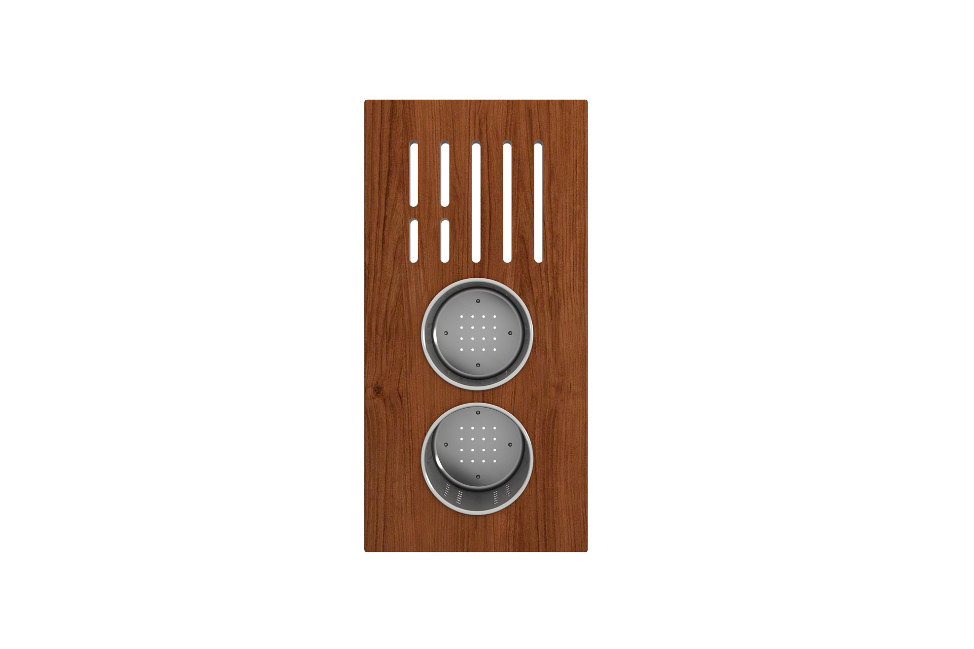 Wood Board with 2 Round Stainless Steel Bowls & Knife Holder F/1616, 1618, 1633 (inner ledge) 2320 0008