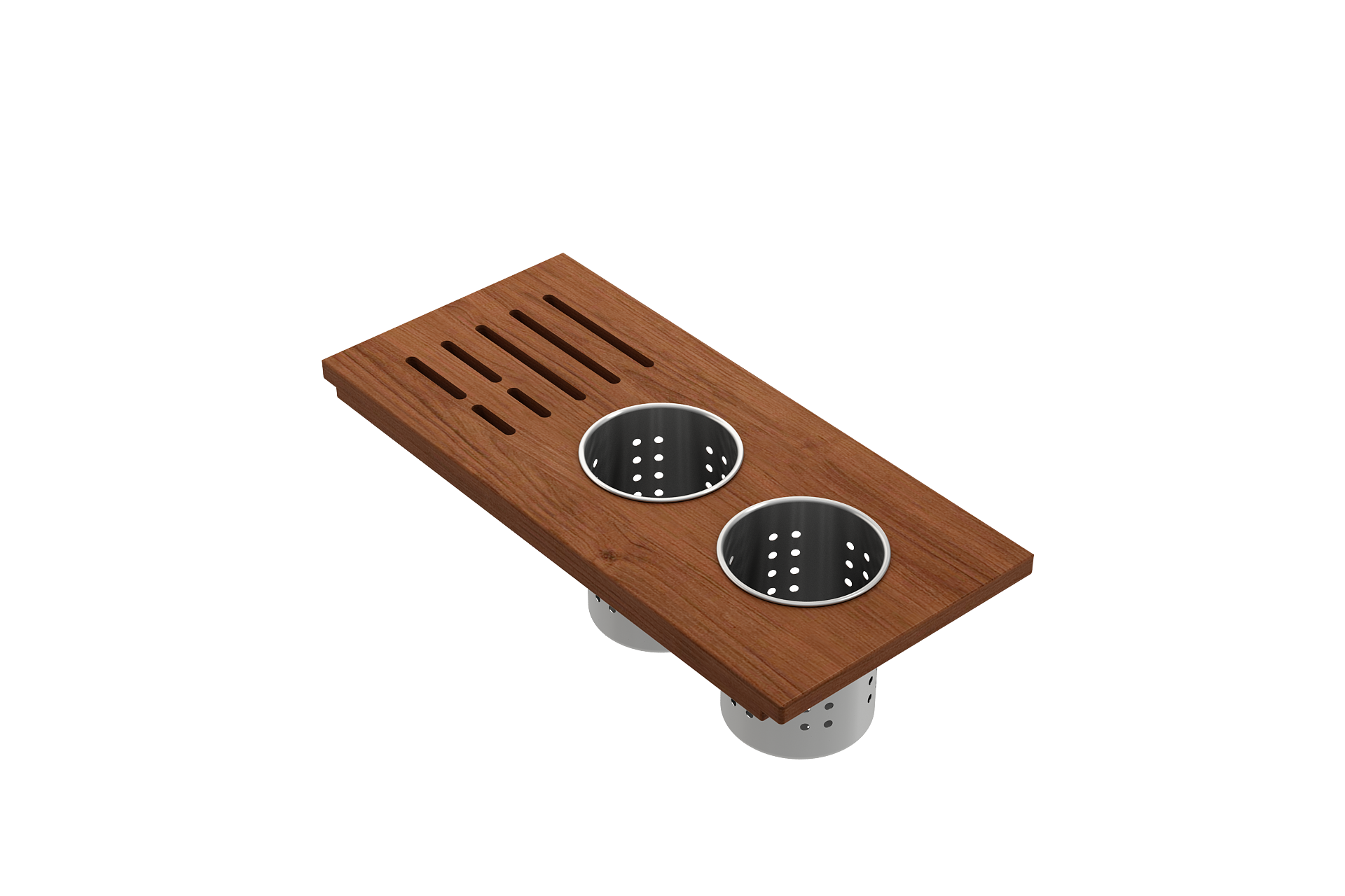 Wood Board with 2 Round Stainless Steel Bowls & Knife Holder F/1344, 1348, 1360, 1362, 1504, 1505, 1506 (short side only), 1627, 1628 2320 0009