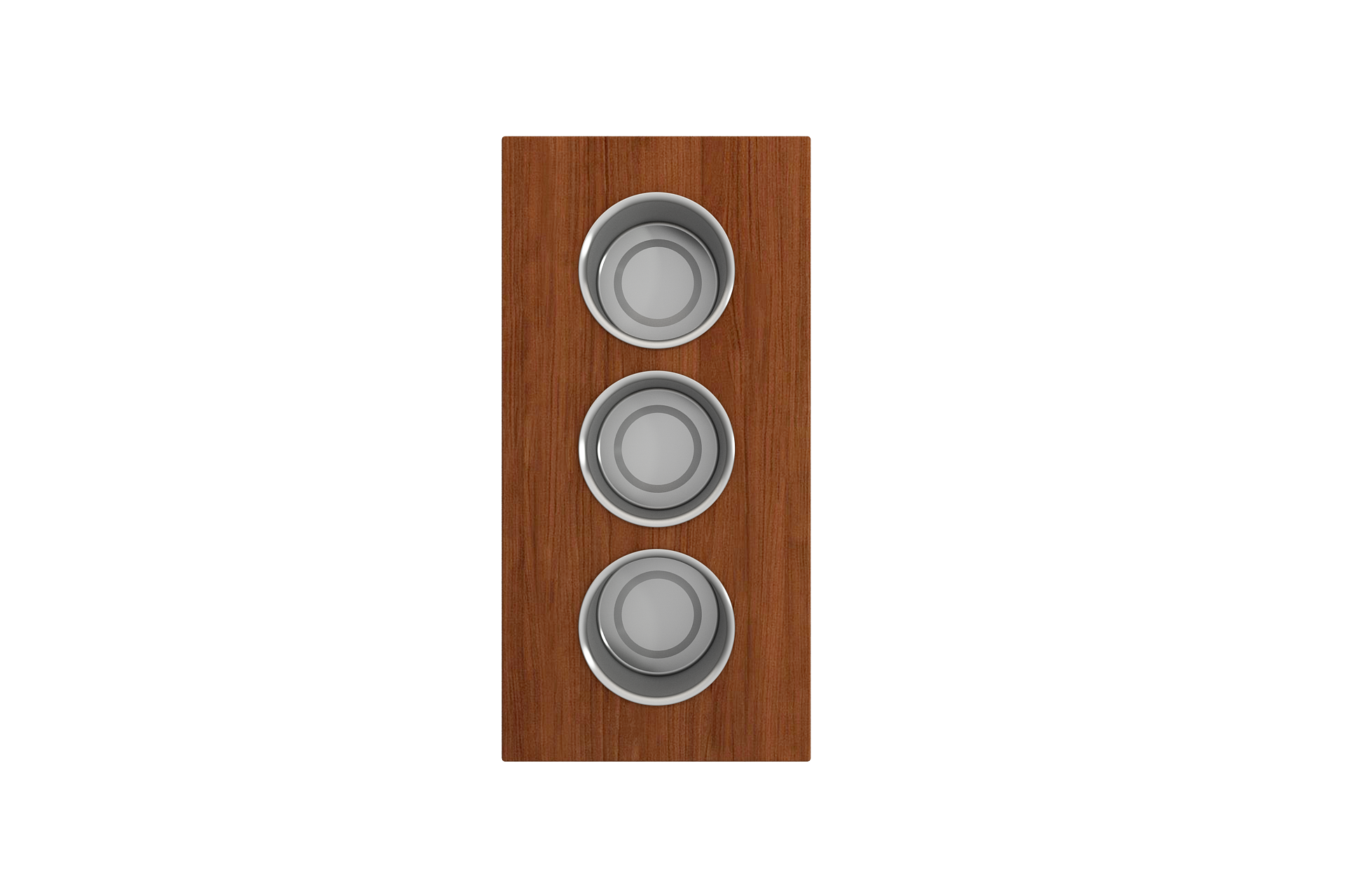 Wood Board with 3 Round Stainless Steel Bowls F/1616, 1618, 1633 (inner ledge) 2320 0010