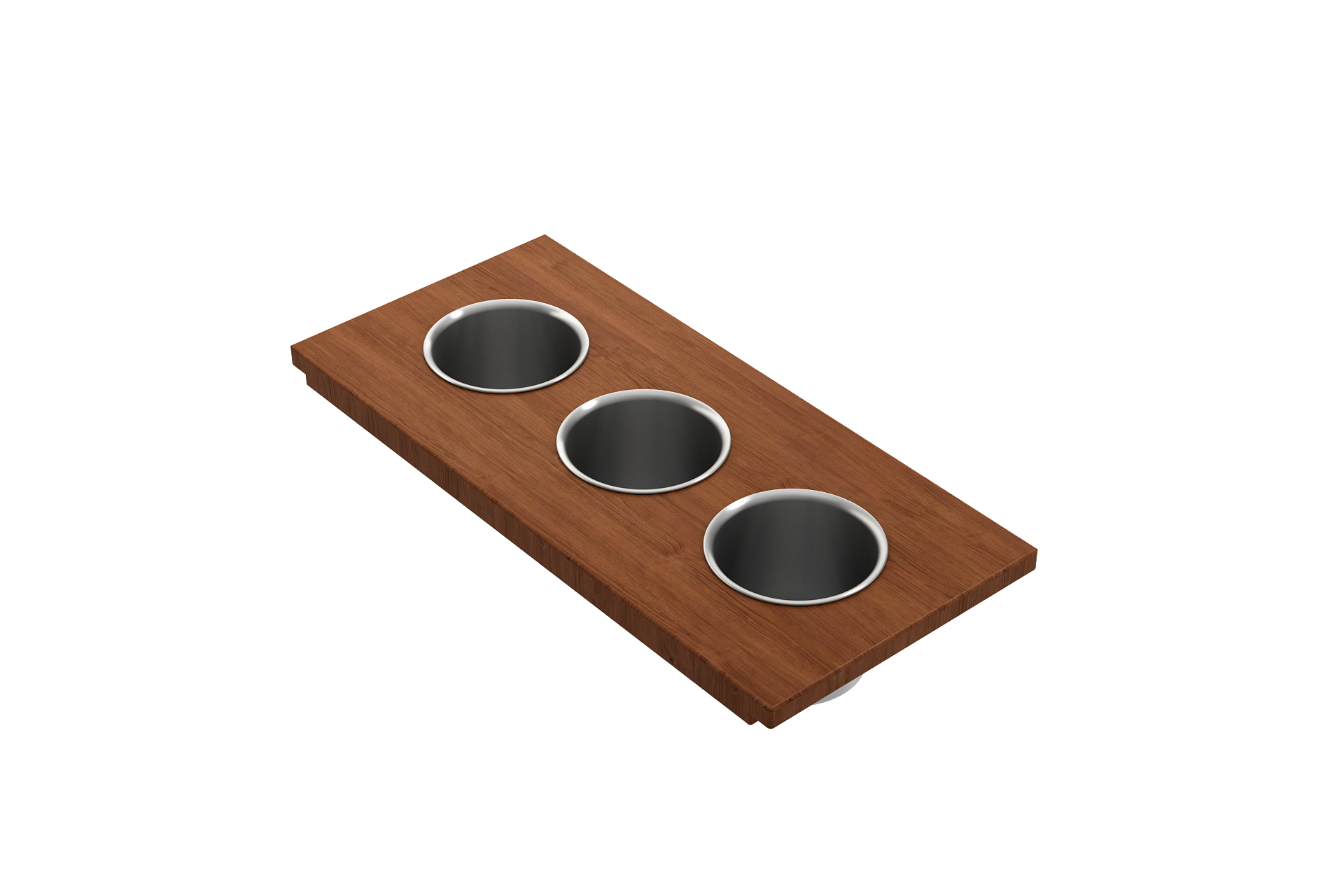 Wood Board with 3 Round Stainless Steel Bowls F/1344, 1348, 1360, 1362, 1504, 1505, 1506 (short side only), 1627, 1628 2320 0011