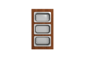 Wood Board with 3 Rectangular Stainless Steel Bowls F/1616, 1618, 1633 (inner ledge) 2320 0012