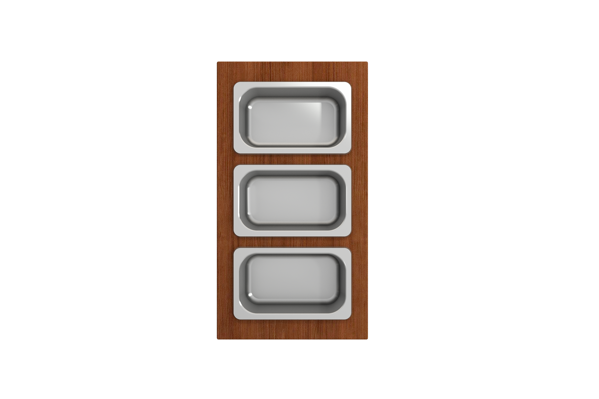 Wood Board with 3 Rectangular Stainless Steel Bowls F/1616, 1618, 1633 (inner ledge) 2320 0012