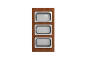 Wood Board with 3 Rectangular Stainless Steel Bowls F/1344, 1348, 1360, 1362, 1504, 1505, 1506 (short side only), 1627, 1628 2320 0013