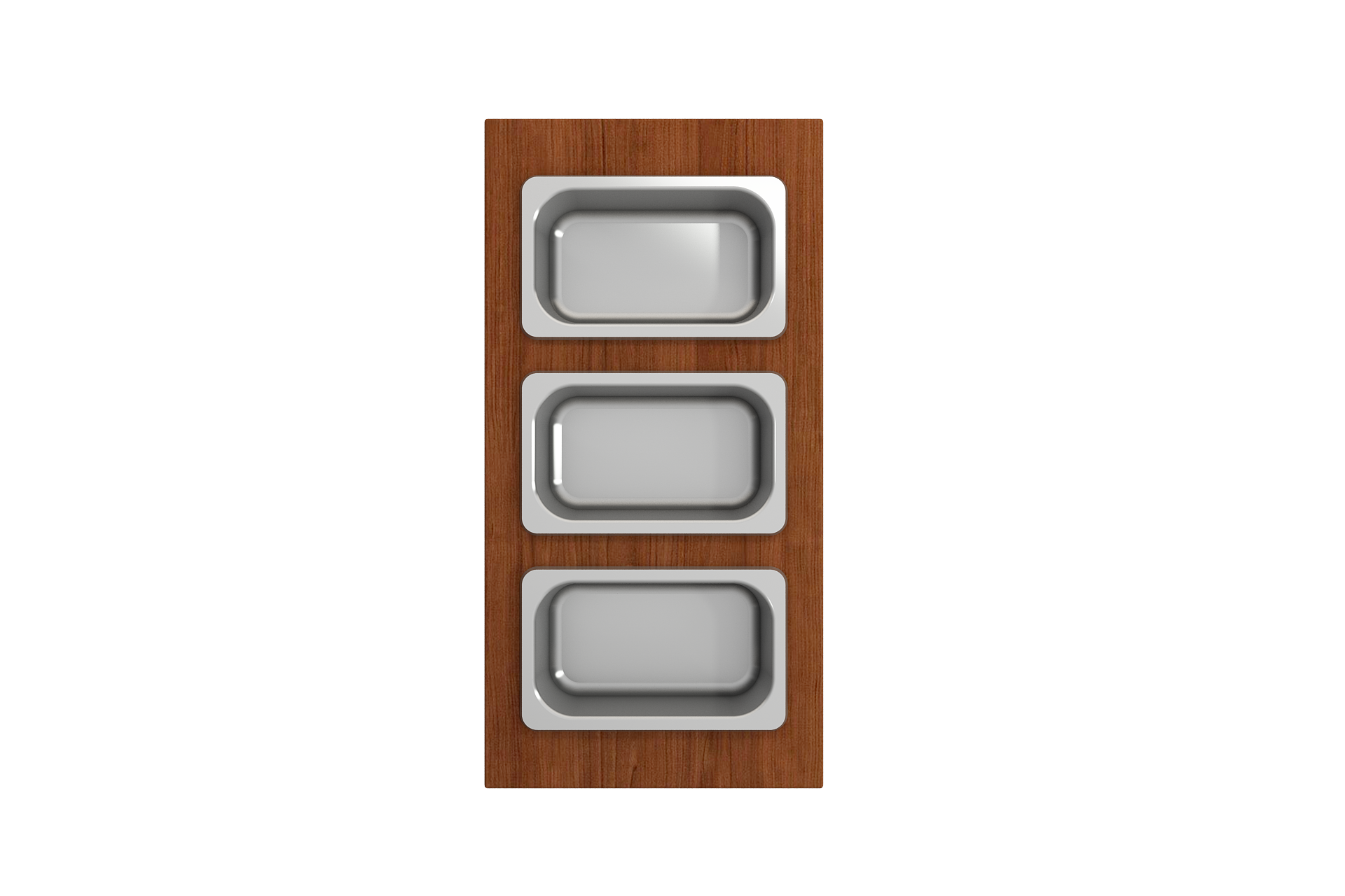 Wood Board with 3 Rectangular Stainless Steel Bowls F/1344, 1348, 1360, 1362, 1504, 1505, 1506 (short side only), 1627, 1628 2320 0013