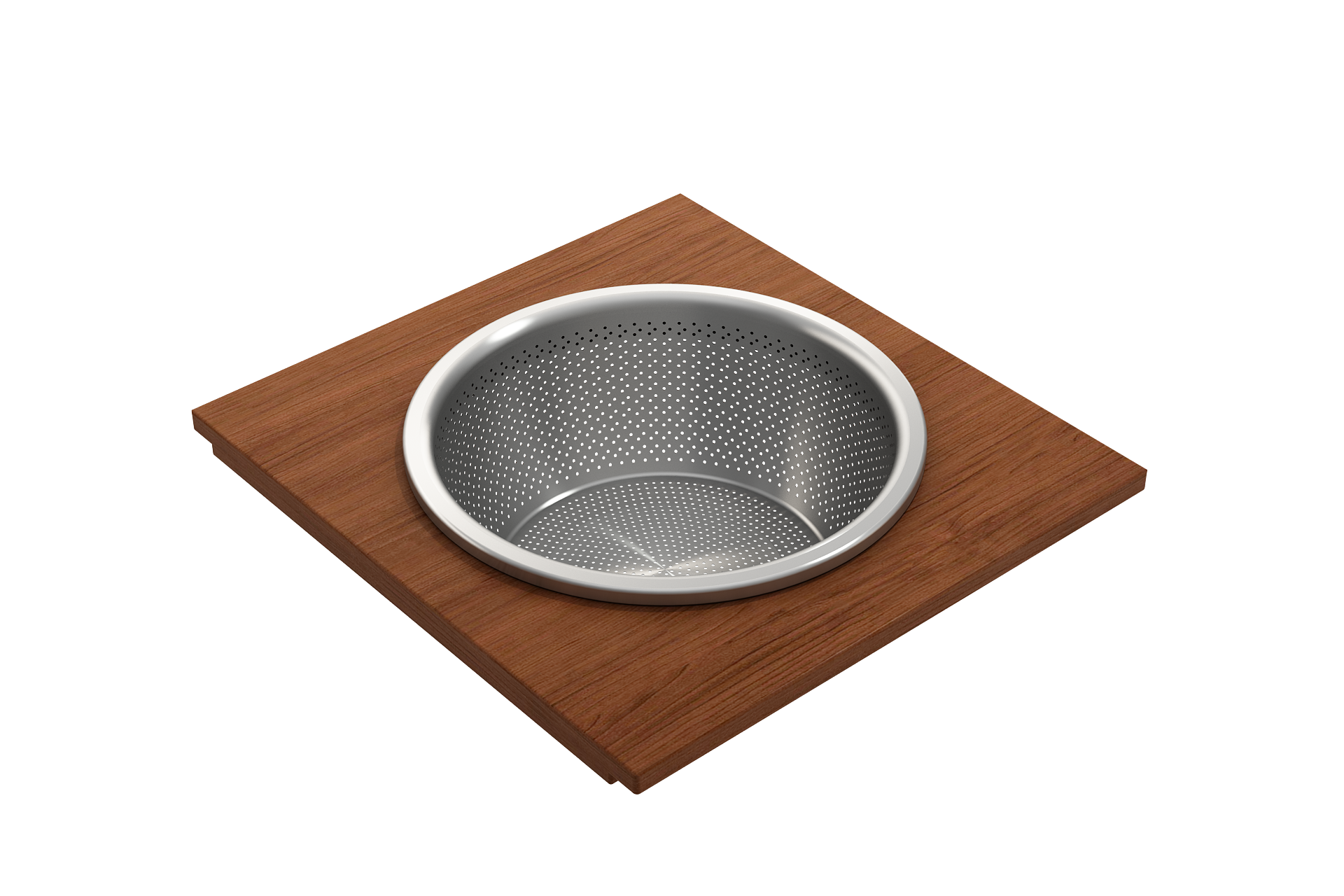 Wood Board with Large Round Stainless Steel Mixing Bowl and Colander F/1616, 1618, 1633 (inner ledge) 2320 0014