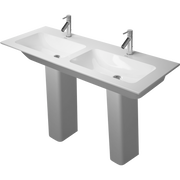 Duravit ME by Starck 51 1/8'' Rectangular Wall Mounted Sink in White with Widespread Faucet Holes and with Overflow