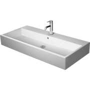 Duravit Vero 39 3/8'' Rectangular Wall Mounted Sink in White with Widespread Faucet Holes and with Overflow
