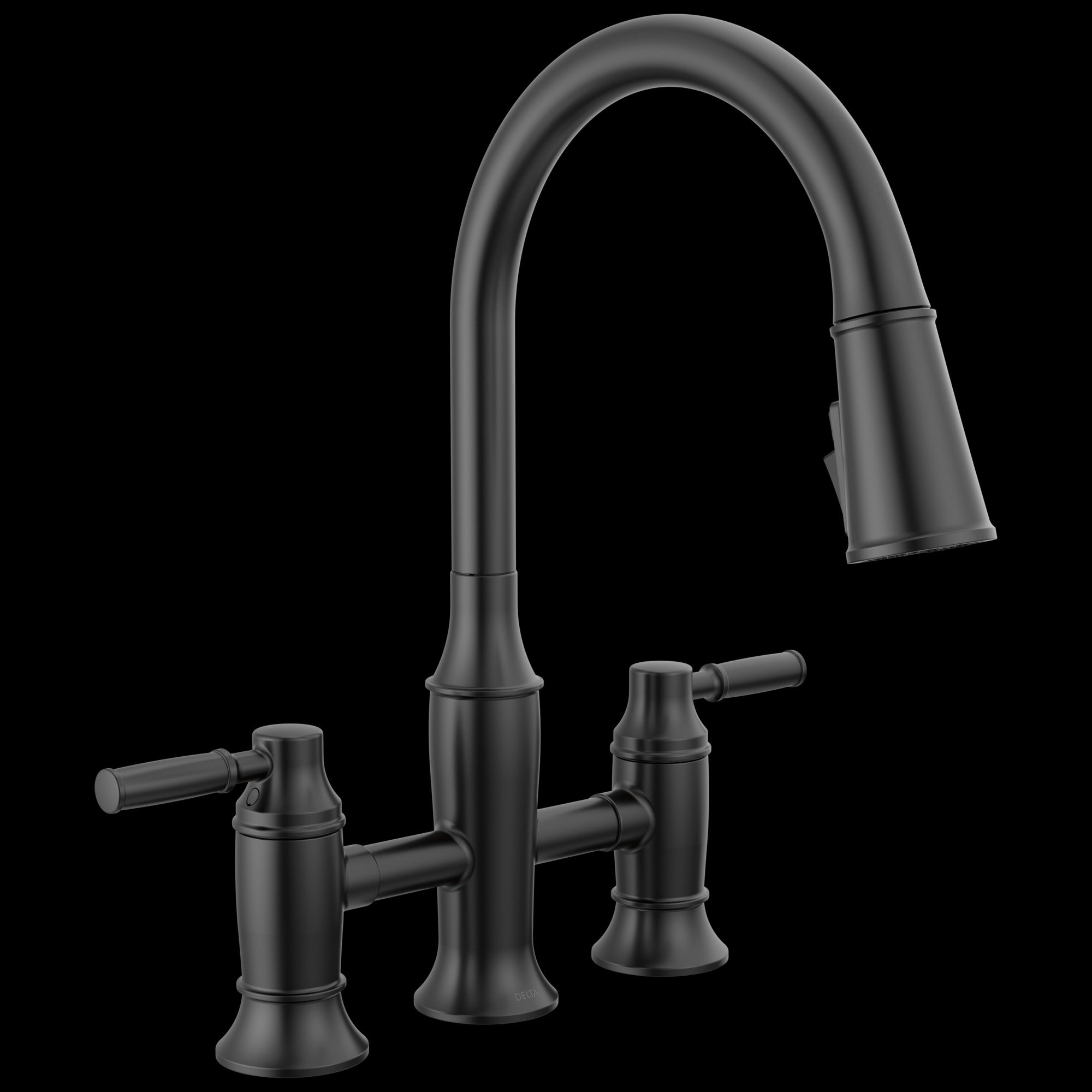 Delta Renaldi™ Two Handle Pull-Down Bridge Kitchen Faucet