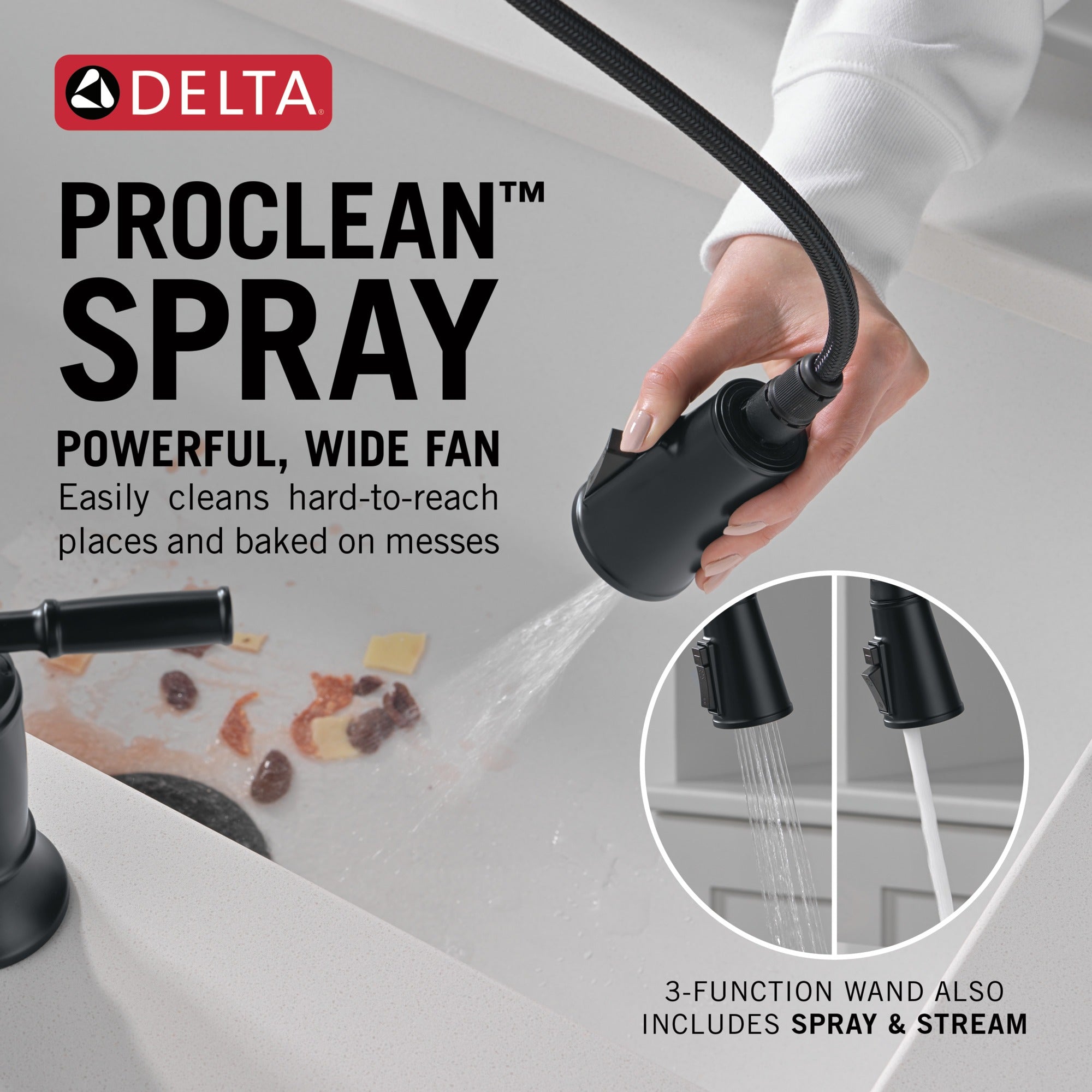 Delta Renaldi™ Two Handle Pull-Down Bridge Kitchen Faucet
