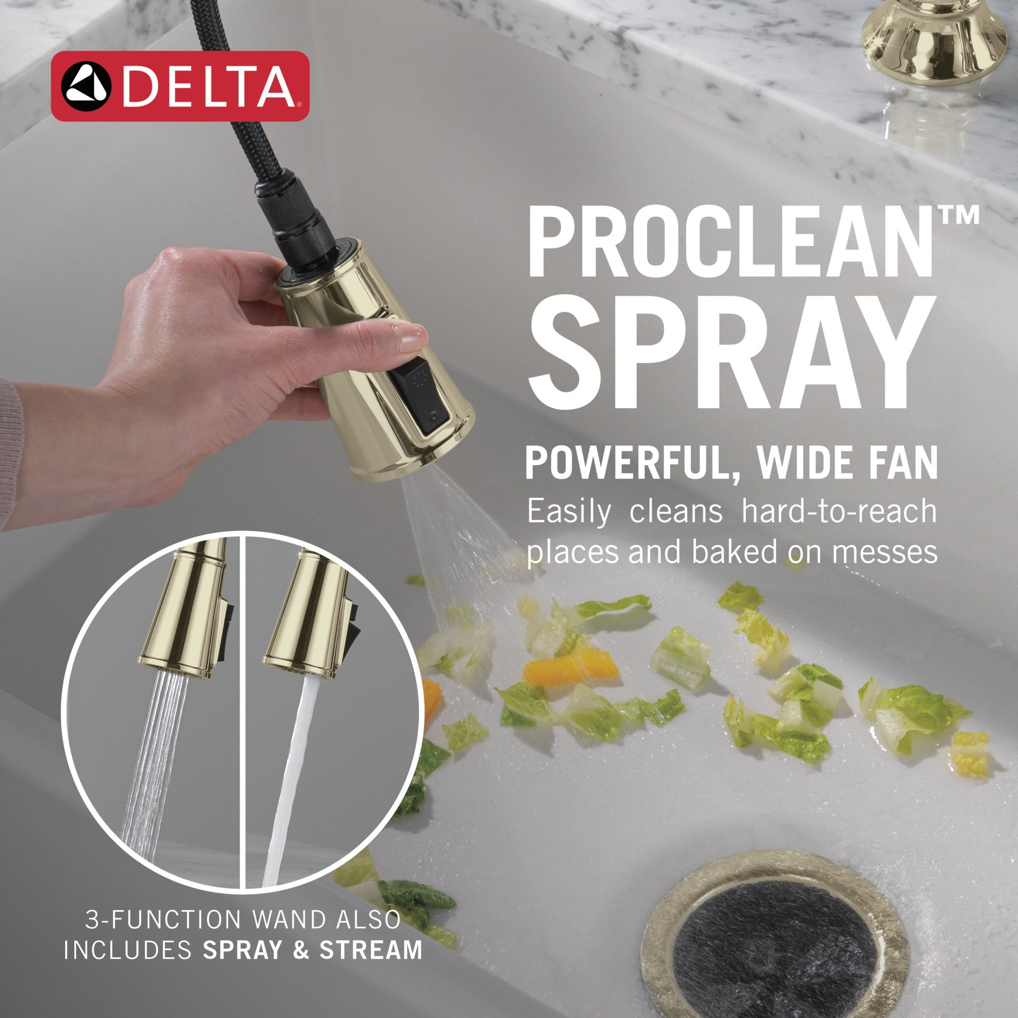 Delta Renaldi™ Two Handle Pull-Down Bridge Kitchen Faucet