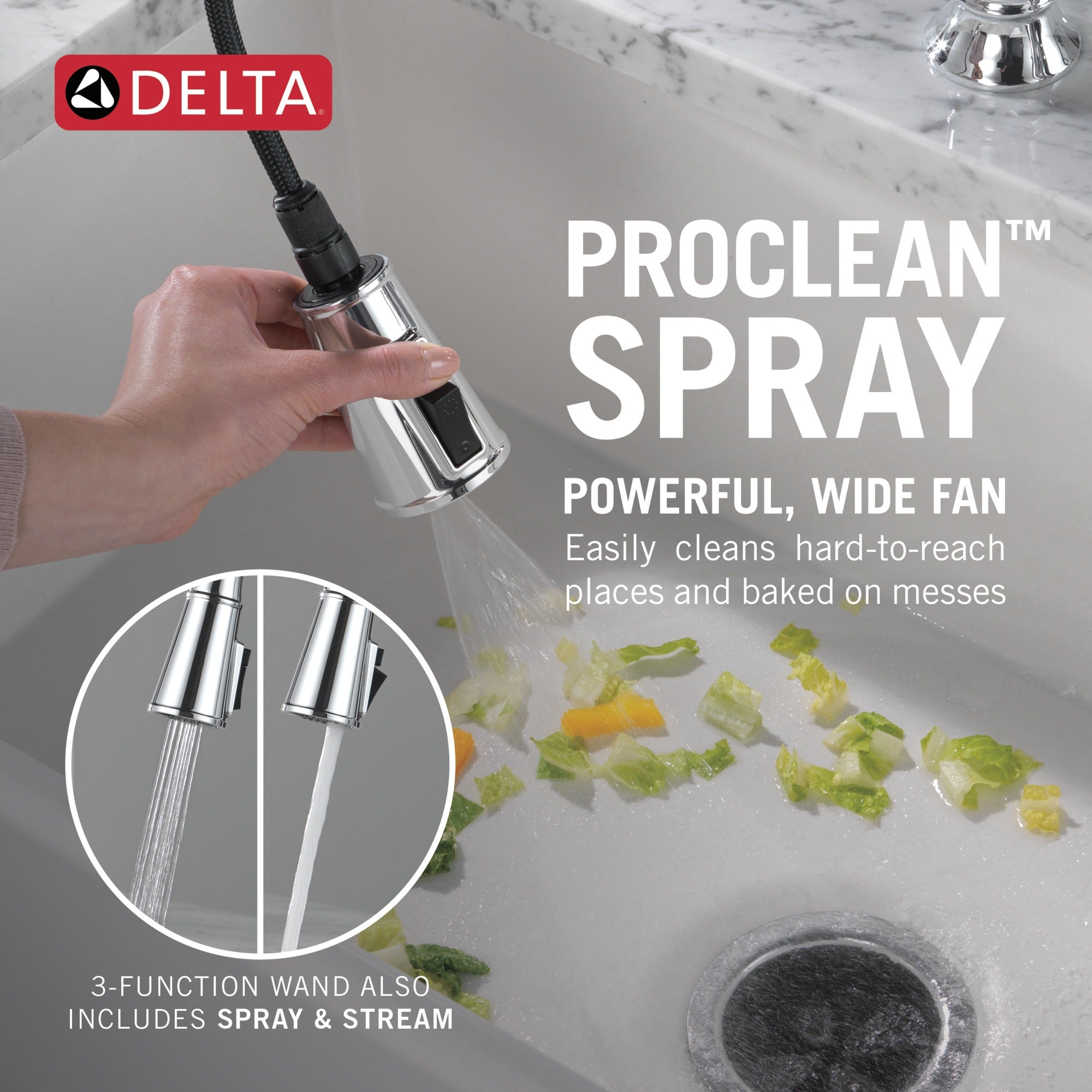 Delta Renaldi™ Two Handle Pull-Down Bridge Kitchen Faucet
