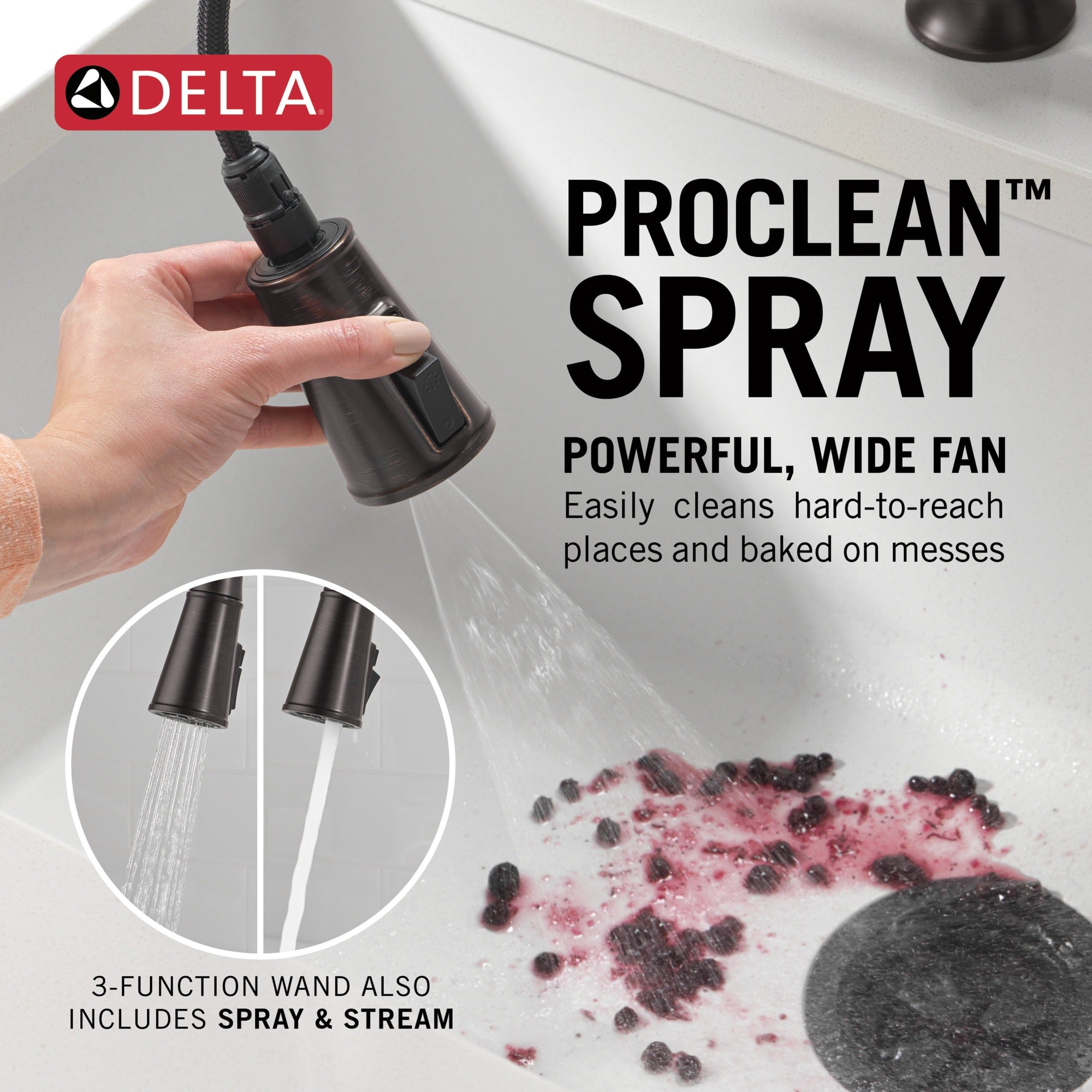 Delta Renaldi™ Two Handle Pull-Down Bridge Kitchen Faucet