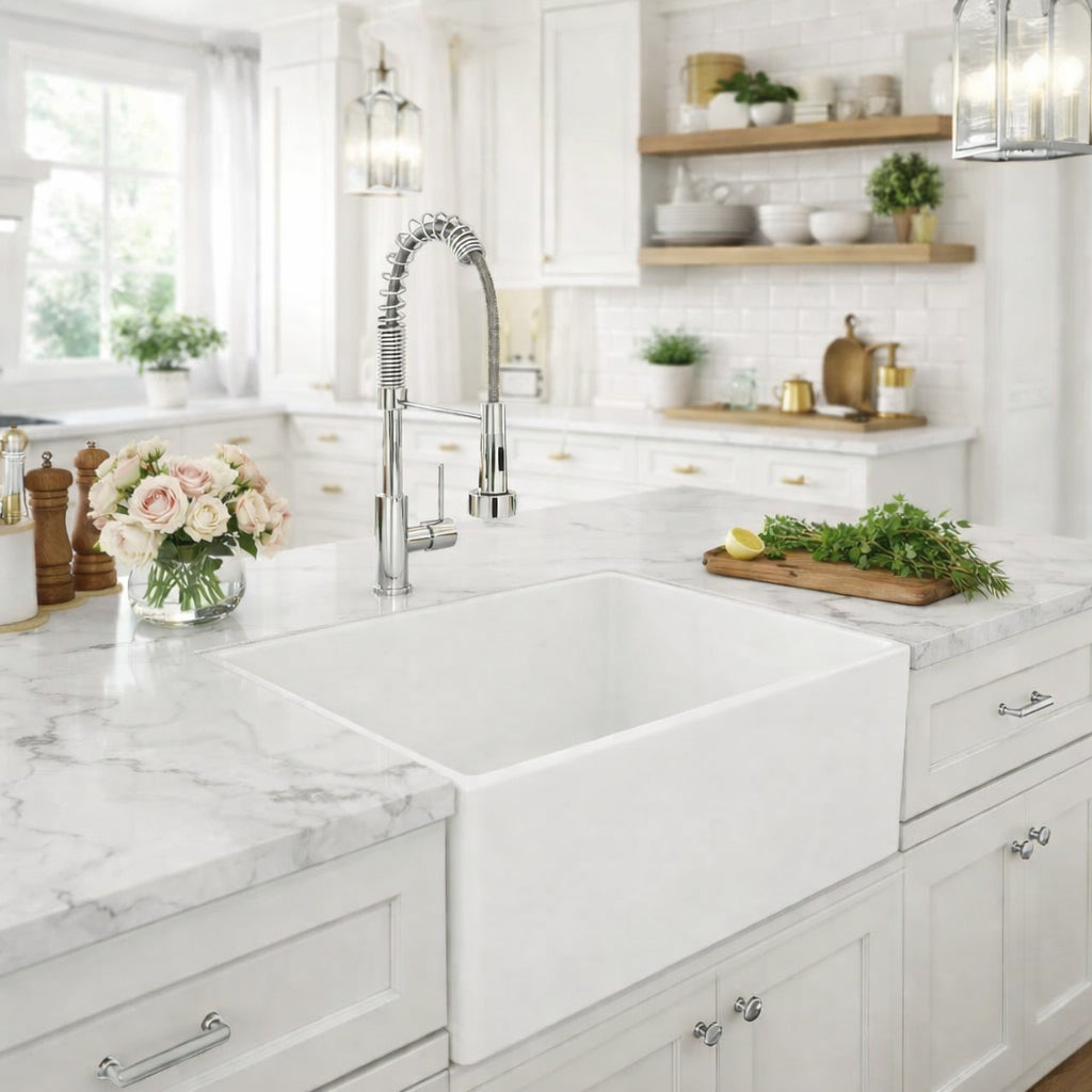MAIDSTONE 24 Inch Drop-In Fireclay Utility Sink - White