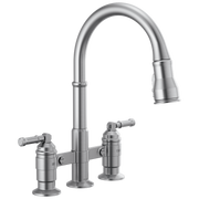 Delta Broderick® Two Handle Pull-Down Bridge Kitchen Faucet