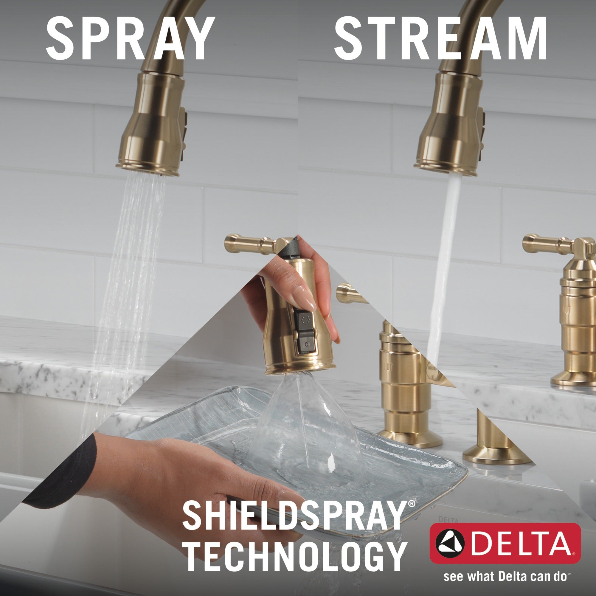 Delta Broderick® Two Handle Pull-Down Bridge Kitchen Faucet