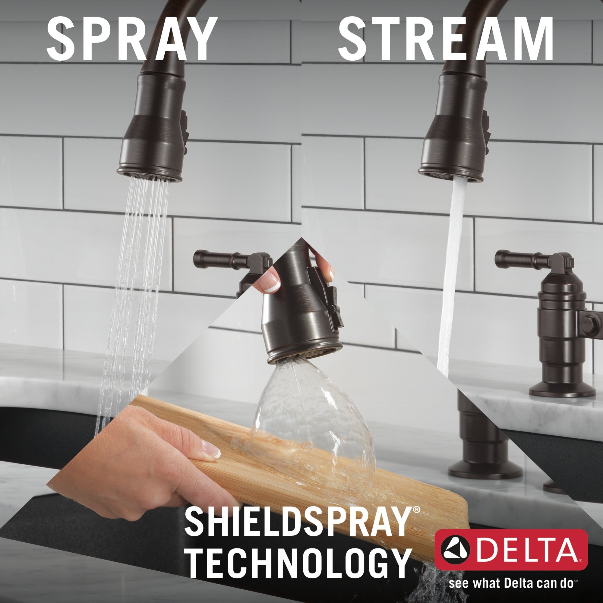 Delta Broderick® Two Handle Pull-Down Bridge Kitchen Faucet