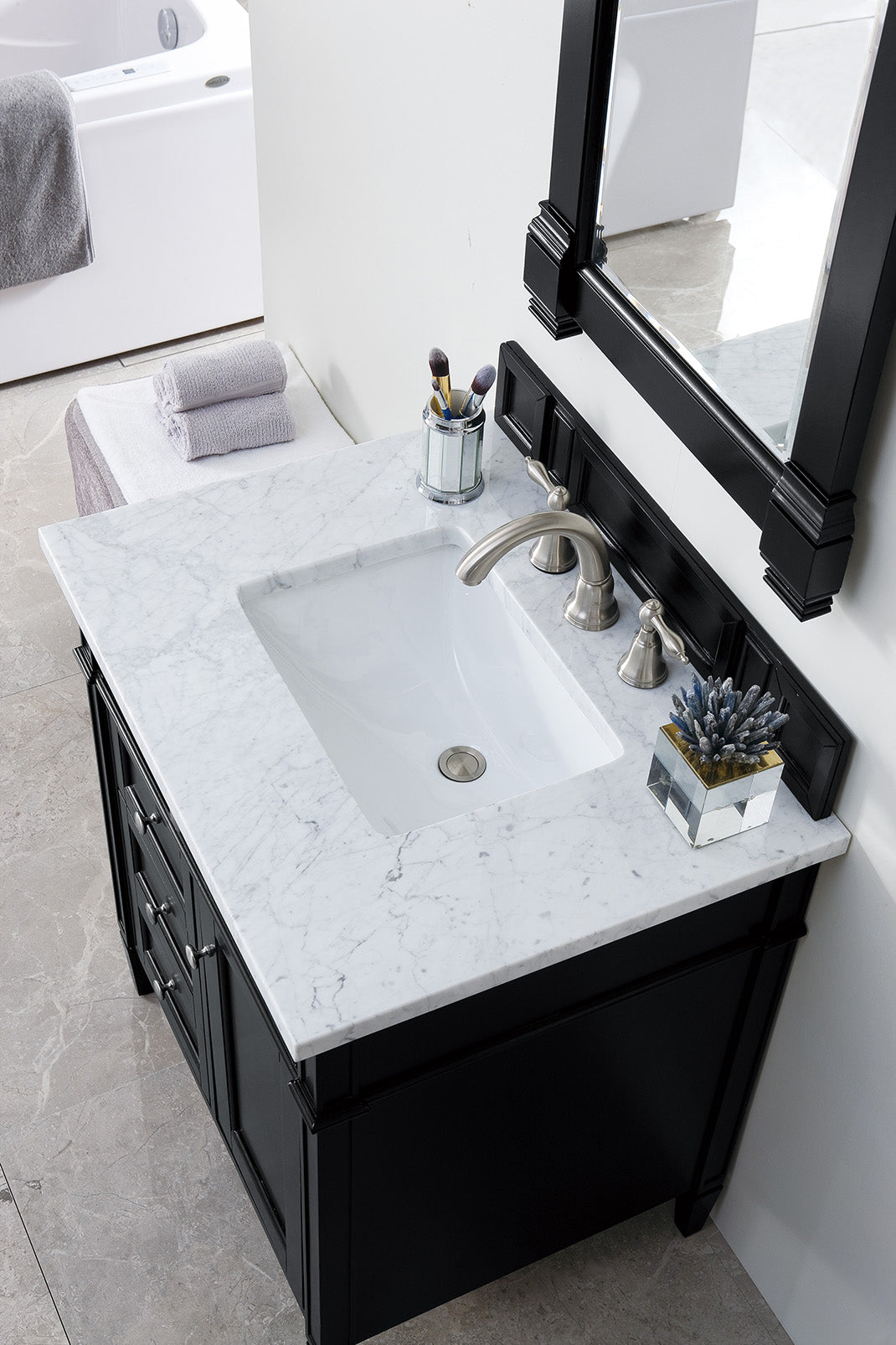 James Martin Brittany 30" Single Vanity in Black Onyx with 3cm Countertop