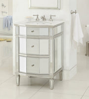 Chans Furniture HF006 24 Inch Ashlie Mirrored Style with Silver Trim Bathroom Sink Vanity