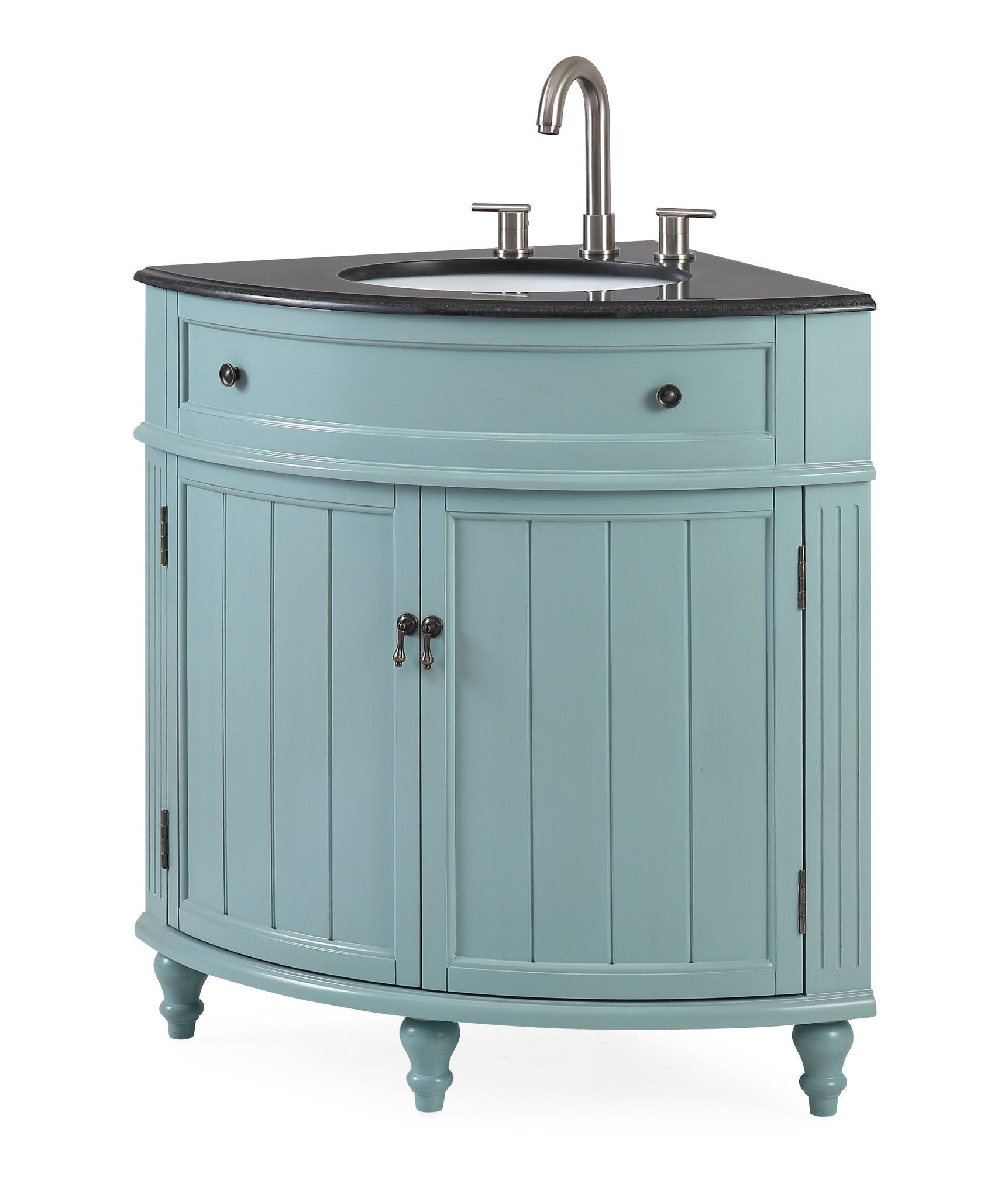 Chans Furniture ZK-47555GT 24" Benton Collection Light Blue Triadsville Corner bathroom sink Vanity  # GD-47555