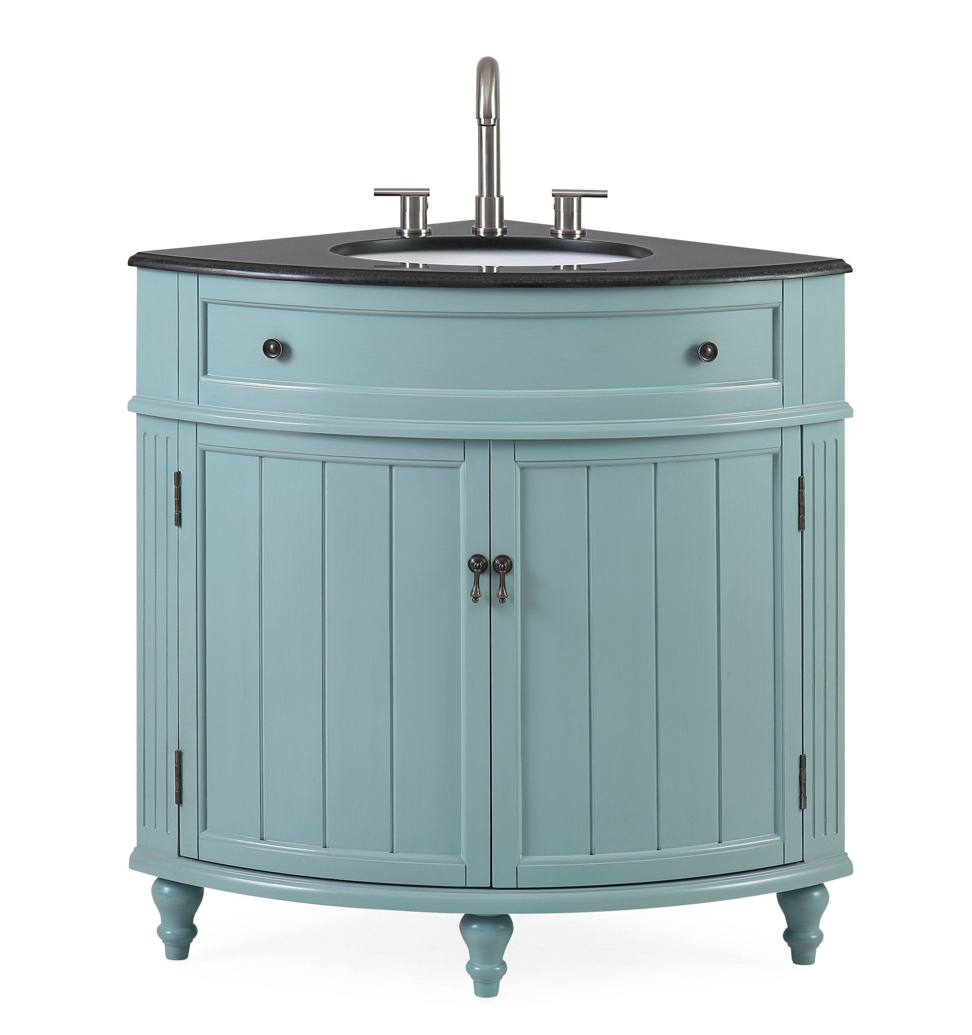 Chans Furniture ZK-47555GT 24" Benton Collection Light Blue Triadsville Corner bathroom sink Vanity  # GD-47555