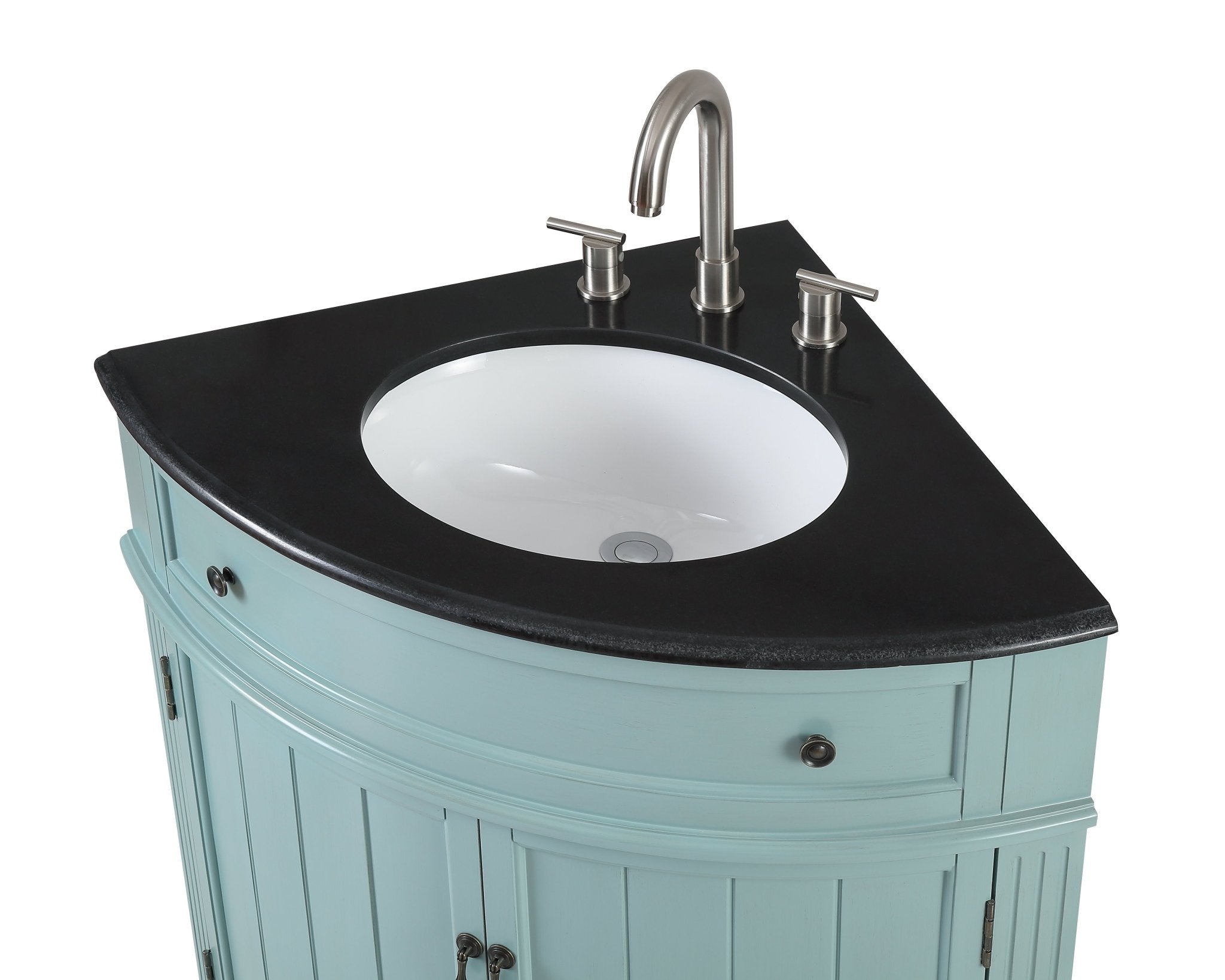 Chans Furniture ZK-47555GT 24" Benton Collection Light Blue Triadsville Corner bathroom sink Vanity  # GD-47555
