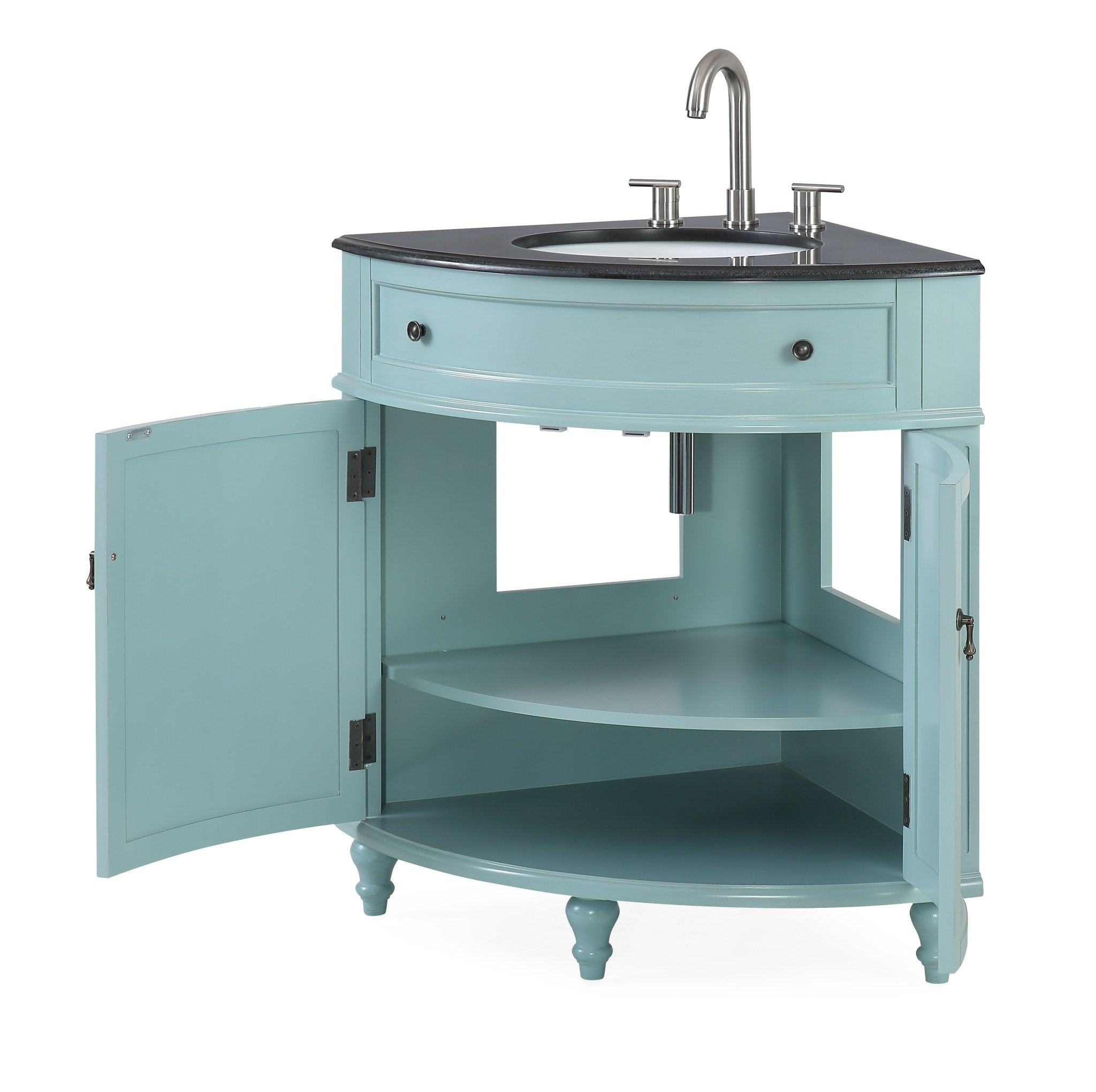 Chans Furniture ZK-47555GT 24" Benton Collection Light Blue Triadsville Corner bathroom sink Vanity  # GD-47555