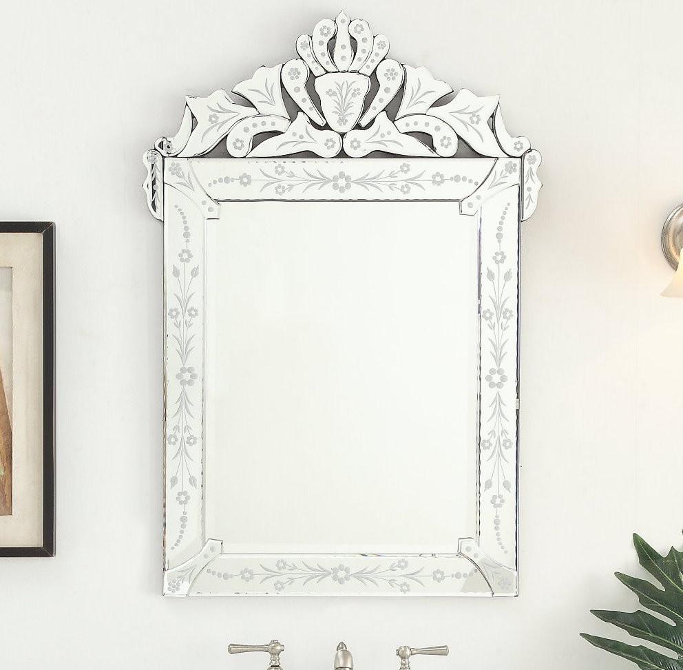 Chans Furniture 5026SC 24 Inch Asger Mirrored Reflection Silver Trim Asger Bathroom Sink Vanity
