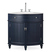 Chans Furniture ZK-47588NB 24 Inch Triadsville Navy Blue Corner Design Bathroom Vanity With Quartz Top