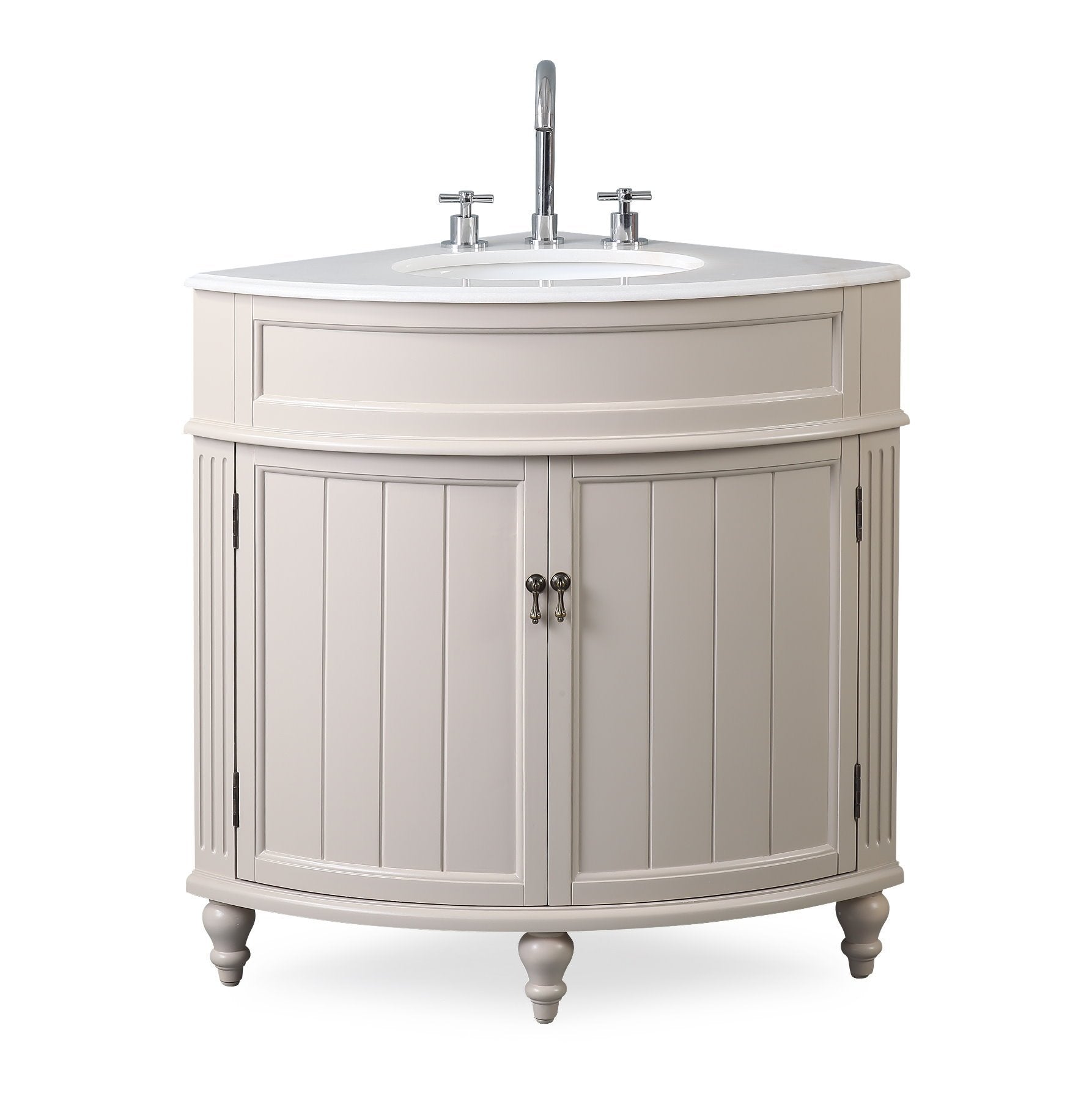 Chans Furniture ZK-47599TP 24 Inch Triadsville Taupe Corner Design Bathroom Vanity With Quartz Top