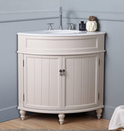 Chans Furniture ZK-47599TP 24 Inch Triadsville Taupe Corner Design Bathroom Vanity With Quartz Top