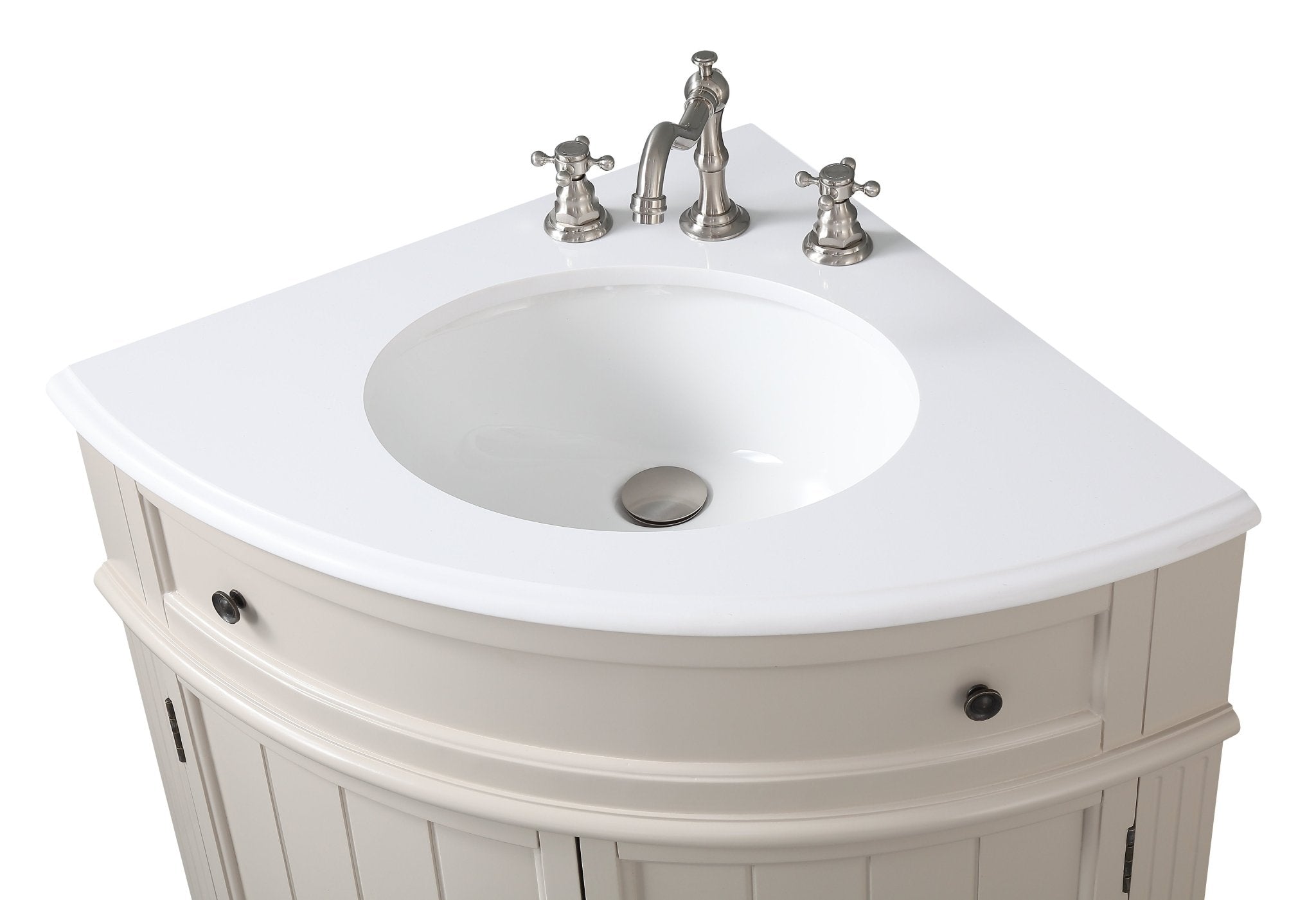 Chans Furniture ZK-47599TP 24 Inch Triadsville Taupe Corner Design Bathroom Vanity With Quartz Top