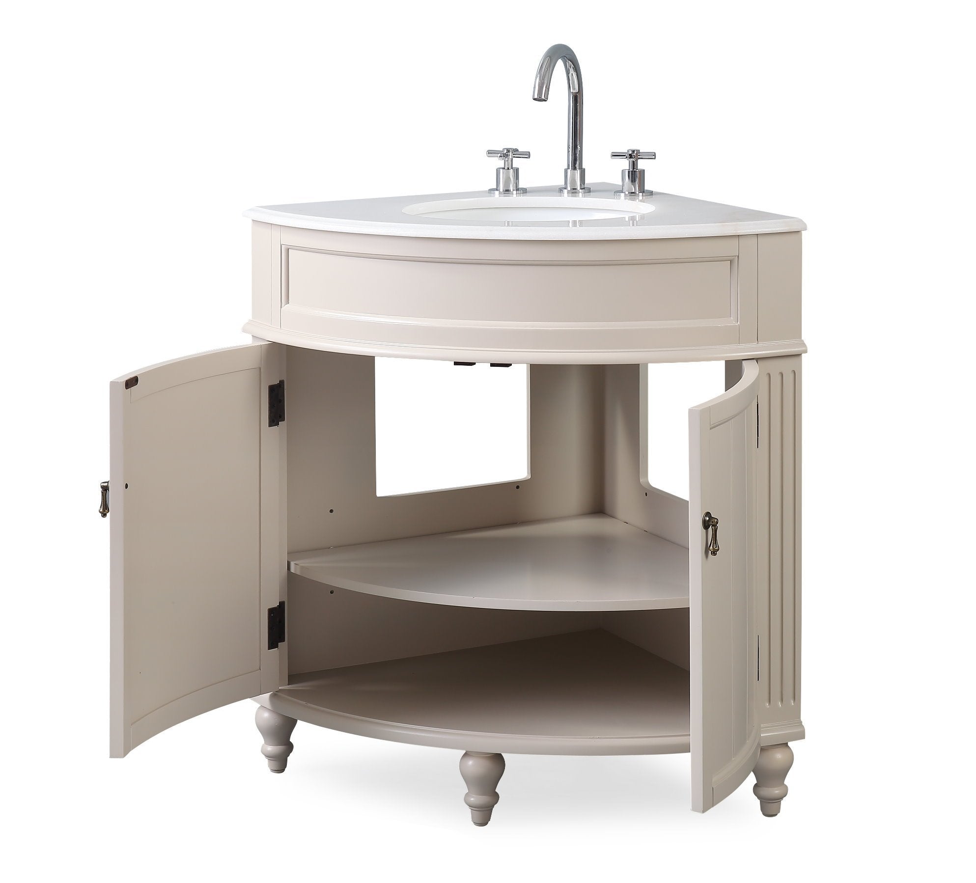 Chans Furniture ZK-47599TP 24 Inch Triadsville Taupe Corner Design Bathroom Vanity With Quartz Top