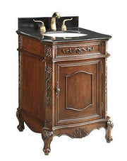 Chans Furniture BWV-047GT 24 Inch Brown Classic Style Powder Room Debellis Small Bathroom Vanity