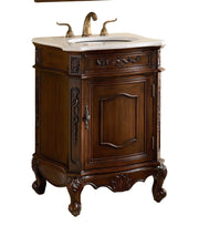 Chans Furniture BWV-047W 24 Inch Brown Classic Style Powder Room Debellis Small Bathroom Vanity