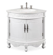 Chans Furniture BC-030W-AW 24 Inch Classic Style White Bayview Corner Bathroom Sink Vanity