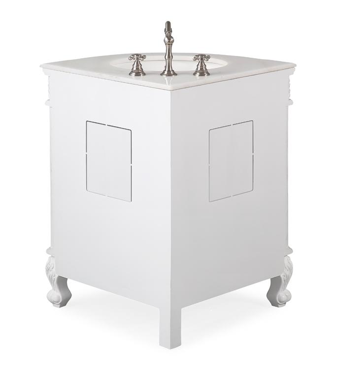 Chans Furniture BC-030W-AW 24 Inch Classic Style White Bayview Corner Bathroom Sink Vanity