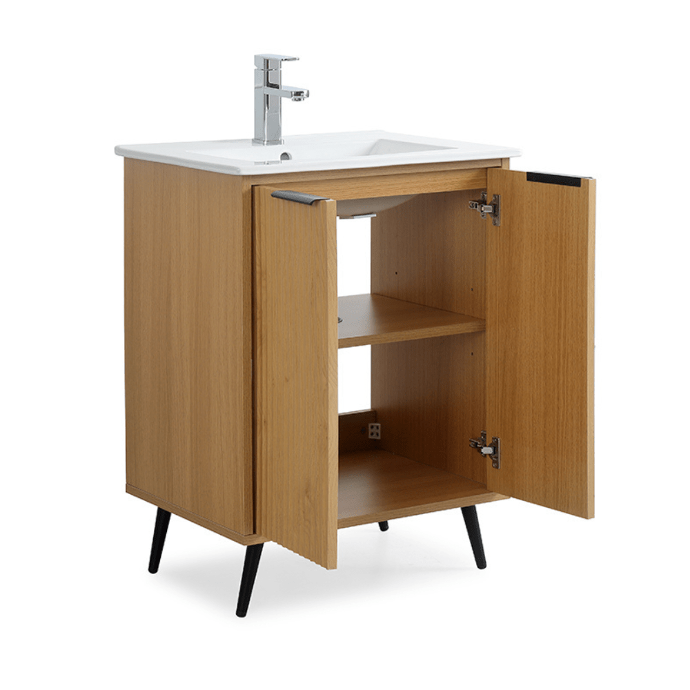 Chans Furniture GD-2025WD-24 24 Inch Light Wood Finish Liora Single Bathroom Vanity with Intergrated Sink Top
