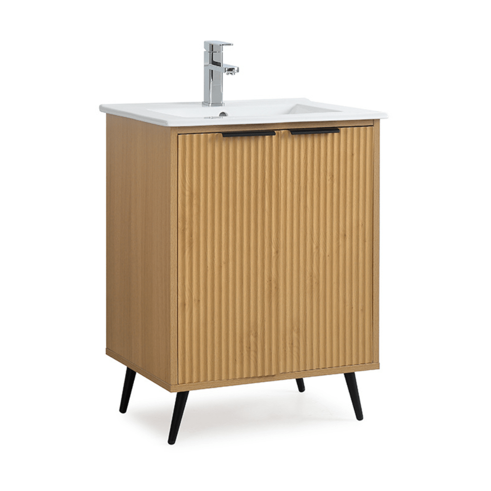 Chans Furniture GD-2025WD-24 24 Inch Light Wood Finish Liora Single Bathroom Vanity with Intergrated Sink Top