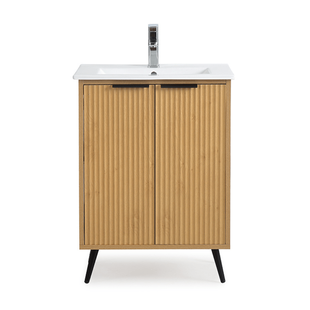Chans Furniture GD-2025WD-24 24 Inch Light Wood Finish Liora Single Bathroom Vanity with Intergrated Sink Top