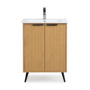 Chans Furniture GD-2025WD-24 24 Inch Light Wood Finish Liora Single Bathroom Vanity with Intergrated Sink Top