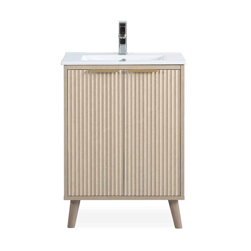 Chans Furniture GD-1024WD-24 24 Inch Light Wood Finish Monra Single Bathroom Vanity with Intergrated Sink Top