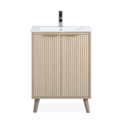 Chans Furniture GD-1024WD-24 24 Inch Light Wood Finish Monra Single Bathroom Vanity with Intergrated Sink Top
