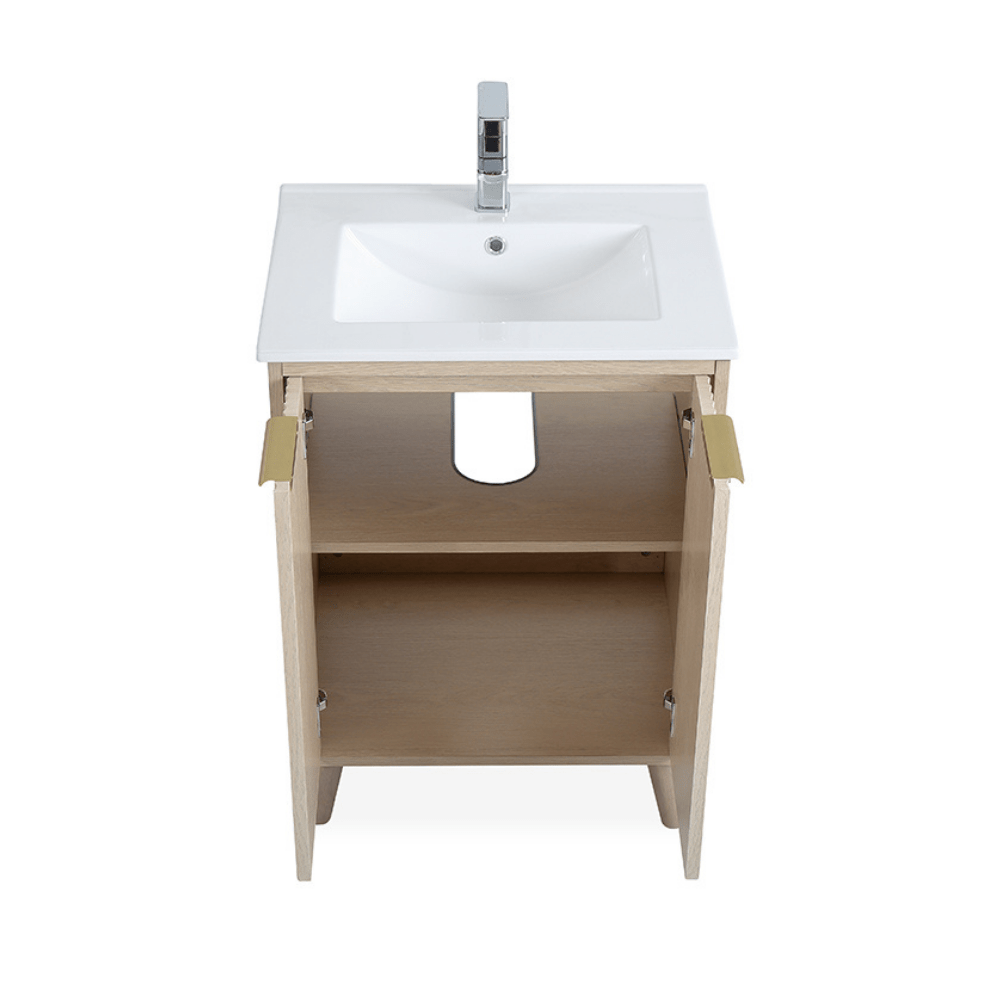 Chans Furniture GD-1024WD-24 24 Inch Light Wood Finish Monra Single Bathroom Vanity with Intergrated Sink Top
