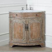 Chans Furniture RX-2301WD-GS 24 Inch Triadsville Freestanding Distressed Brown Corner Bathroom Sink Vanity