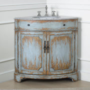Chans Furniture RX-2366CK-GS 24 Inch Triadsville Freestanding Distressed Gray Corner Bathroom Sink Vanity