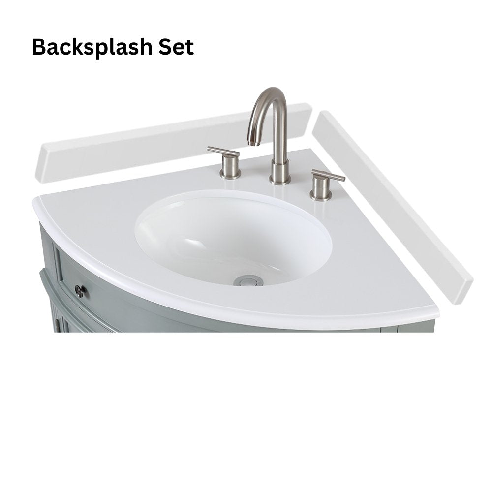 Chans Furniture ZK-47588NB 24 Inch Triadsville Navy Blue Corner Design Bathroom Vanity With Quartz Top