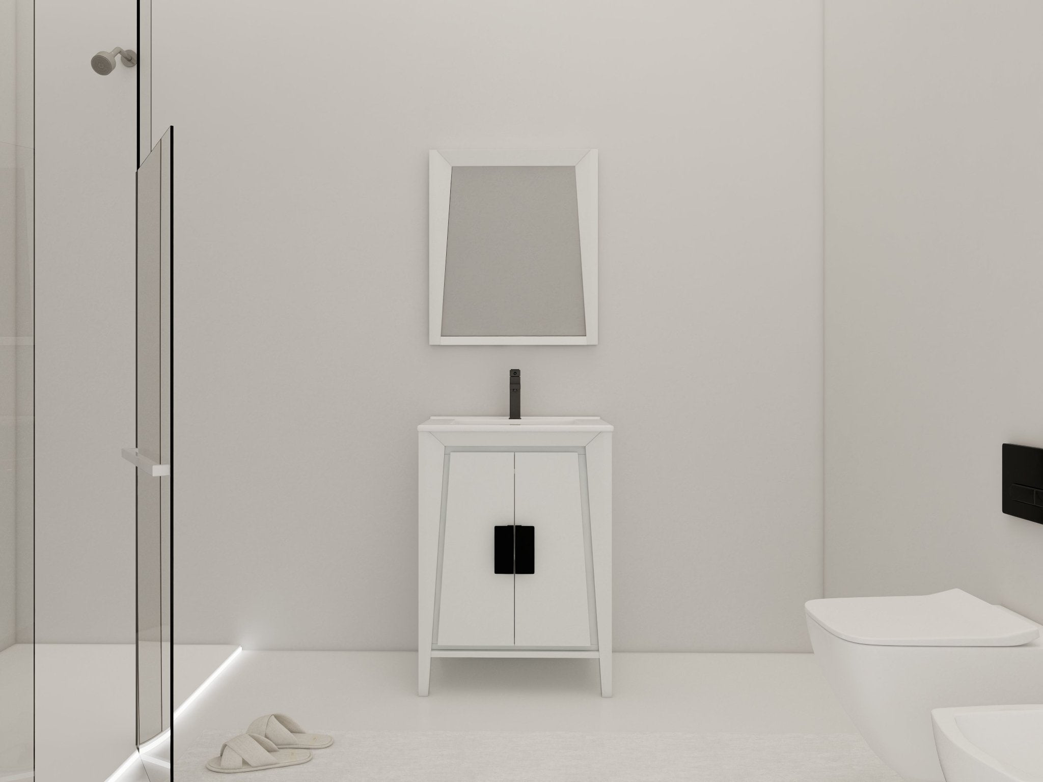 Chans Furniture CL-22WHT24-ZI 24 Inch Larvotto White Modern Contemporary Modern Bathroom Vanity