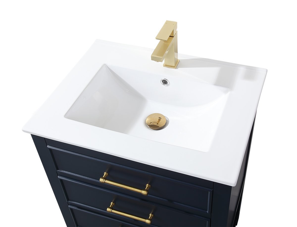 Chans Furniture 2822-V24NB 24" Navy Blue Arruza Contemporary Small Bathroom Vanity