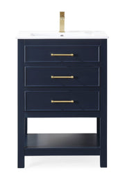 Chans Furniture 2822-V24NB 24" Navy Blue Arruza Contemporary Small Bathroom Vanity